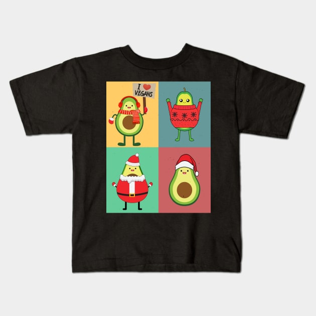 Avocado Pop art Kids T-Shirt by MZeeDesigns